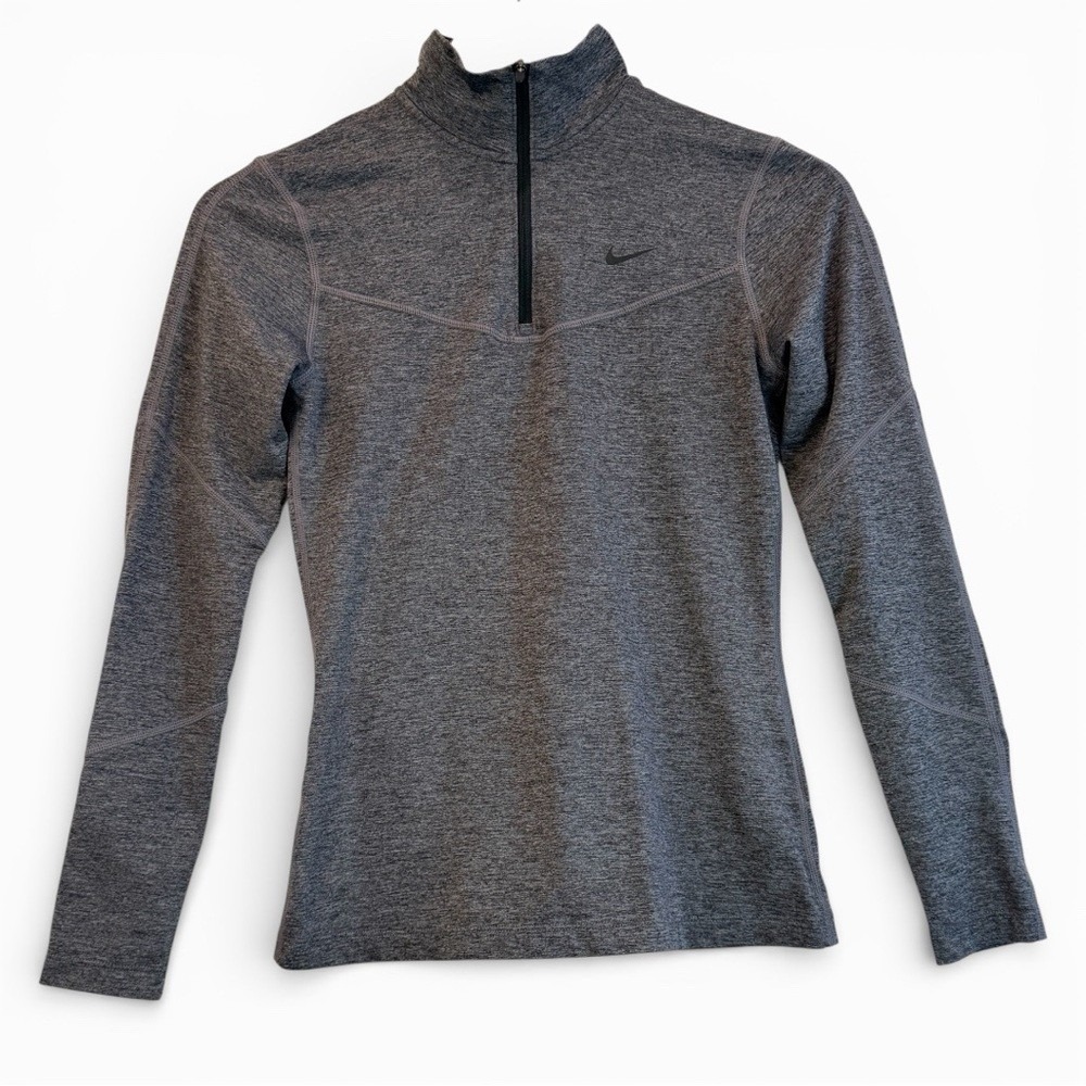 Nike Dri-FIT‎ Quarter Zip Pullover Women XS Gray Heathered Long Sleeve Top